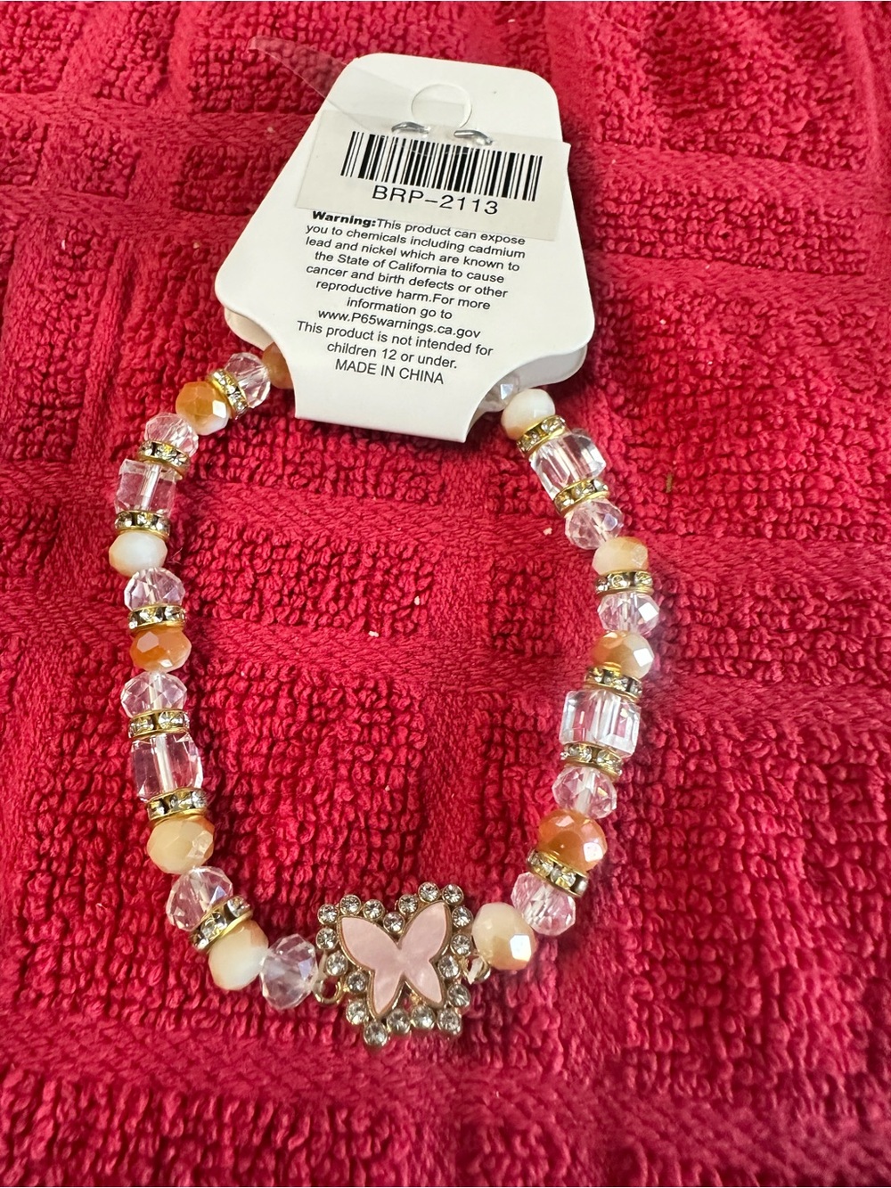 Pink Butterfly Beaded Stretch Bracelet - Women Jewelry Bracelet